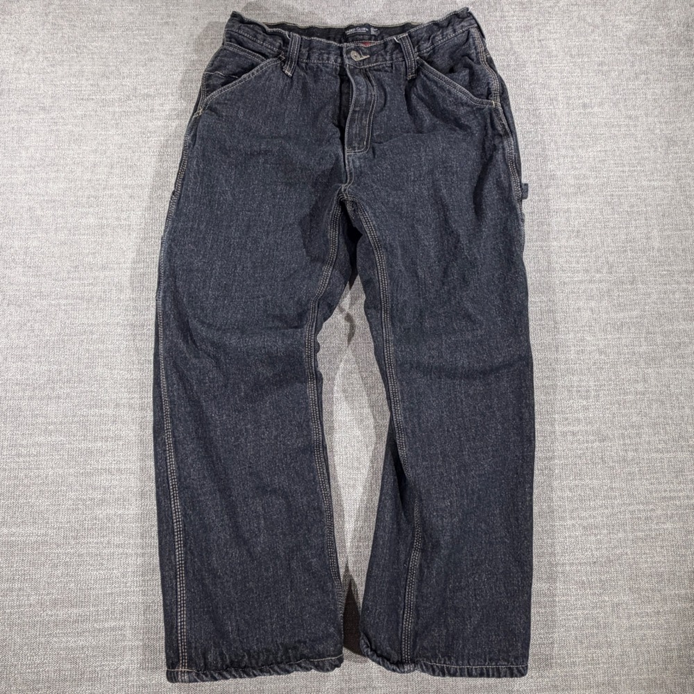 Faded Glory Carpenter Jeans Mens 32x29 Dark Indigo Excellent Fleece Lined Work